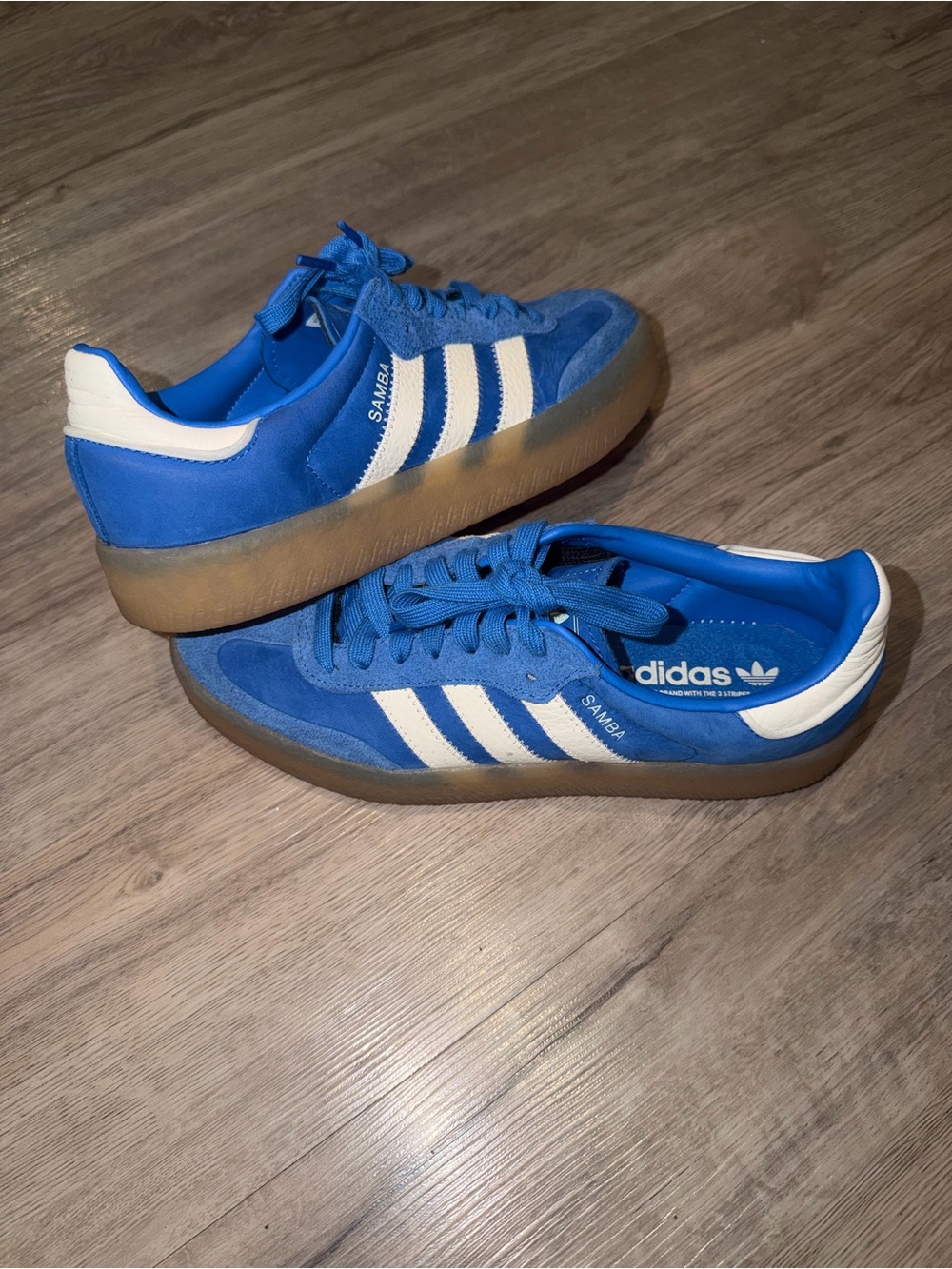 adidas Samba Blue with White Stripes